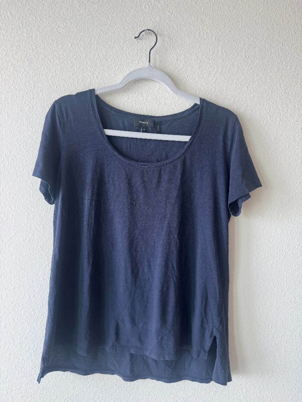 Theory Navy Blue 100% Cotton Scoop Neck T-Shirt, Size Medium